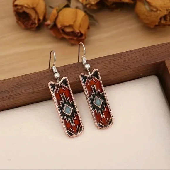Aztec Print Earrings - Picture 2 of 7